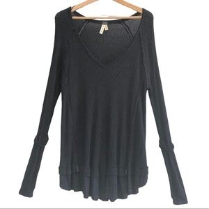 Free People Lightweight, Loose Fit Thermal, Black, Size Small